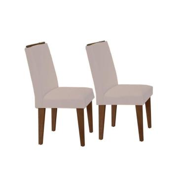 Imagem de Kit 2 Cadeiras Lunara Madeira Capuccino Veludo Pérola