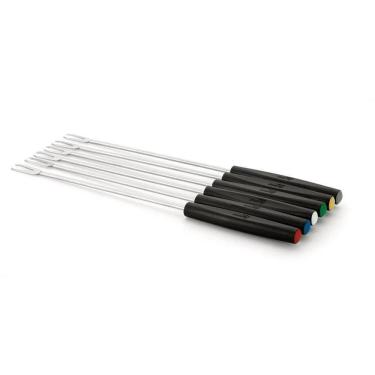 Imagem de Kit 6 Garfos De Inox 23cm Para Fondue Cabo Preto Baquelite
