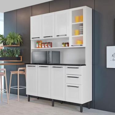 Imagem de Cozinha Compacta Itatiaia Florença Com 8 Portas 2 Gavetas 5 Prateleiras 140cm De Largura Branco