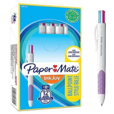 Imagem de Paper Mate Caneta esferográfica retrátil Inkjoy quatro, ponta média, 1,0 mm, cores sortidas divertidas (caixa com 12)