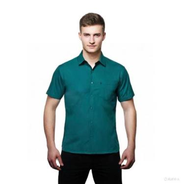 Imagem de Camisa Social Microleve Manga Curta Não Amassa Uniforme - C&C, Verde e