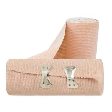 Imagem de Atadura elástica média compressão com presilhas para fixação 10cmx 1,3