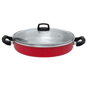 Imagem de Paellera Grande 40 Cm Profissional Com Tampa De Vidro Preta Pig Docesa