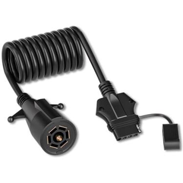 Imagem de Goupchn Adaptador De Plugue Reboque Espiral 7 Vias Para 5 Planas, Cabo Extensão Chicote Fiação 4,92 Pés/1,5 M