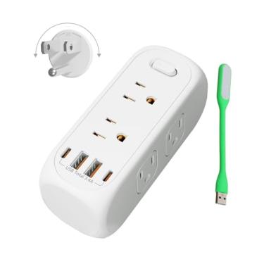 Imagem de DODOYESANA Extensor De Tomada Usb Com Protetor Contra Surtos - Plugue Giratório, 6 Plugues Multi-Ac E 4 Portas (2 C), 15 A 1875 W, Filtro Linha Giratório 3 Lados, Divisor Espaçado Para Casa, Escritó