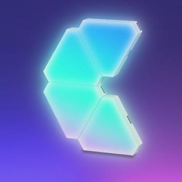 Imagem de Amailtom Painéis De Led Triangulares Com 4 Luzes, Apenas Para Expansão, Decoração Parede Dreamcolor Sala Jogos, Configuração Sincronização Música Inteligente (Sem Controle/Remoto)