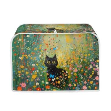 Imagem de Xoenoiee Capa Para Torradeira Com Estampa De Flor Vibrante Black Cat - Máquina Fazer Pão E Forno 2 Fatias