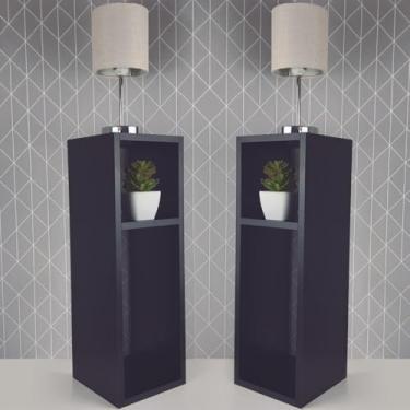 Imagem de Conjunto Mesa De Cabeceira Pequena 20x20x60cm Preto Quarto Sala