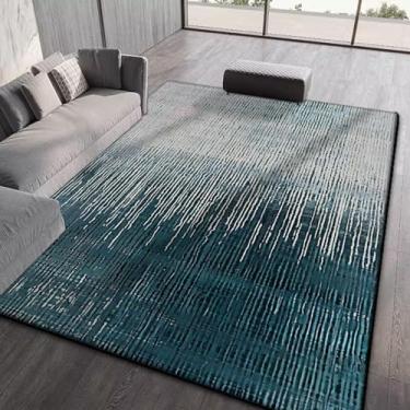 Imagem de Tapete de sala de estar com listras abstratas, fácil de limpar, decoração para casa, para quarto, sala de estar, dobrável, macio (3,2 x 6,5 pés (100 x 200 cm)/CX033-lint-free-10)