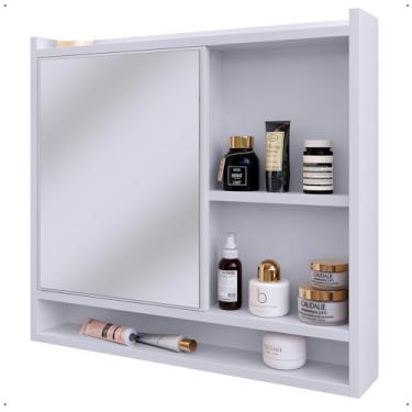 Imagem de Armário Com Espelho E Prateleiras Para Banheiro 1 Porta Organizador Espelheira Parede Elegante Aqua Cores