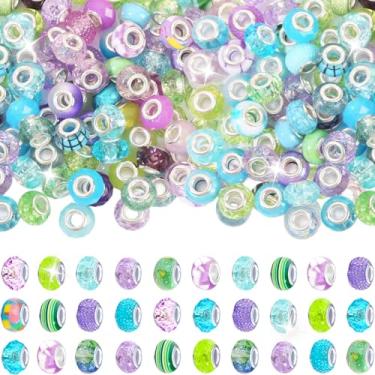 Imagem de Exway Contas espaçadoras com orifício grande, 150 peças, furo grande, varinha de fada, contas de jardim, contas europeias, contas espaçadoras mistas, para bricolage, pulseira, colar, fabricação de