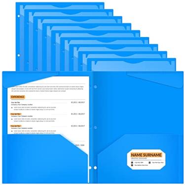 Imagem de Henoyso 36 peças, 2 pastas de plástico com bolso frontal transparente, pasta de arquivo perfurada com 3 furos, tamanho carta para levar para casa, porta-documentos, para escritório, negócios, material