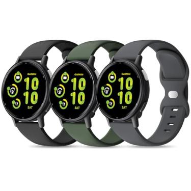 Imagem de EverAct Pacote com 3 pulseiras de silicone compatíveis com Garmin Vivoactive 5 Watch/Vivoactive 6/3/3 Music, pulseira esportiva macia de 20 mm de substituição para Venu Sq 2/Venu/Venu Sq & Forerunner
