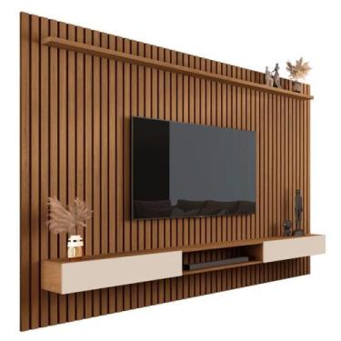 Imagem de HOME SUSPENSO NICHO PAINEL VIVA 100% RIPADO COR FREIJÓ / OFF WHITE 220