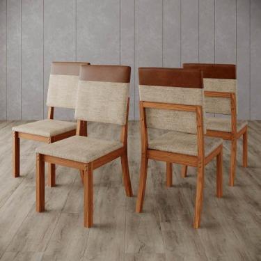 Imagem de Kit 4 Cadeiras para Mesa de Jantar Milla Plus Henn, Corano Caramelo/Cr