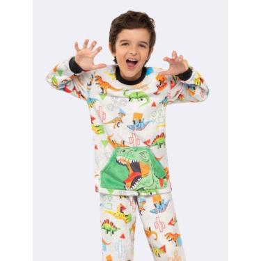 Imagem de Pijama Manga Longa Infantil Dinossauro com Bolso Canguru - Veggi, Cinz