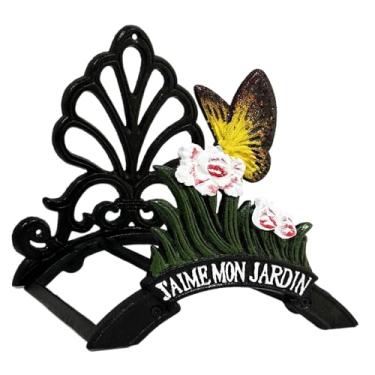 Imagem de Essenhome Suporte Decorativo Para Mangueira De Jardim, Mangueira, Canos Água Ferro Fundido Resistente, Parede, Armazenamento 50 Pés, 75 Pés E 100 (Borboletas)