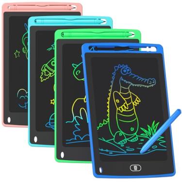 Imagem de Pacote com 4 tabletes de escrita LCD para crianças, tabuleiros coloridos de 21 cm, brinquedos educativos de aprendizagem, presentes de aniversário para meninos e meninas de 3, 4, 5, 6, 7, 8 anos