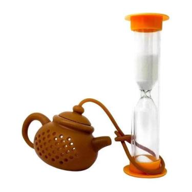 Imagem de Infusor de cha com timer difusor bebidas ampulheta bule marcador tempo