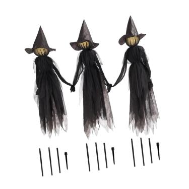 Imagem de oshhni 3 peças de decoração de jardim e casa de bruxas que mudam de cor com luzes LED, enfeite de bruxas para gramado, festa e jardim