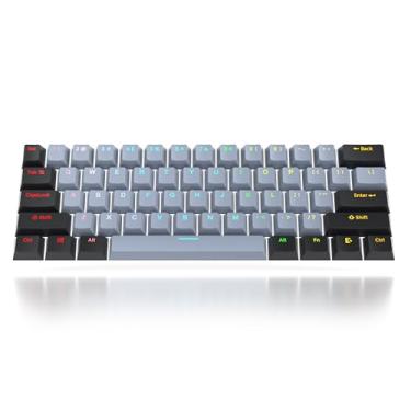Imagem de Guffercty kred 61 teclas PBT 60% teclas 60 por cento brilho OEM perfil teclas retroiluminadas layout dos EUA para 60% teclado mecânico (61 cinza preto)