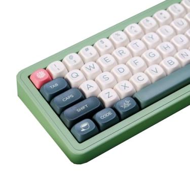 Imagem de TIMSEKER MOA Profile Gradient Green Keycap, Dye Sublimation PBT Keycap 126 teclas, design ergonômico para teclado mecânico Cherry Gateron MX Switchs