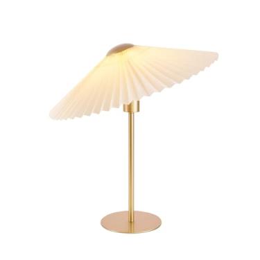 Imagem de KUNJOULAM Luminária De Mesa Plissada Pequena Kunjoulam, Cabeceira Com Abajur Bege, Mini Morden Para Decoração Quarto, Sala Estar, Escritório, Lâmpada E26 Incluída