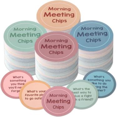 Imagem de 100 peças modernas Boho Morning Meeting Chips para sala de aula, cartões de ideias para professores, estudantes, conversas, iniciantes, materiais escolares, atividade quebra-gelo, melhora as