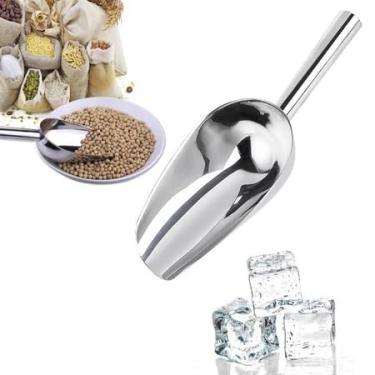 Imagem de Pegador Pá Concha em Aço Inox 25cm Multiuso Granel Cereais Grãos Ração Gelo