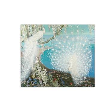 Imagem de Pintura famosa arte de parede - pavão e glicínia - impressão de imagem de animal em tela - pintura de arte para decoração de parede de sala de estar - pôster de reproduções 40 x 50 cm 40 x 50 cm