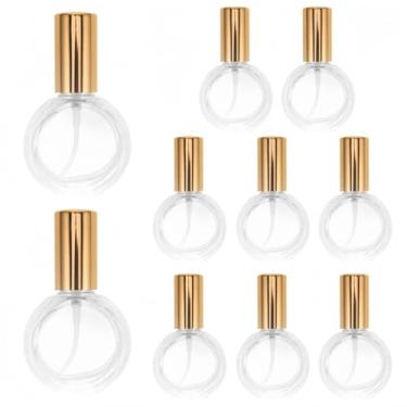 Imagem de SCOLAND 10 frascos atomizadores de perfume de vidro com tampa de alumínio, frascos de spray de viagem recarregáveis, frascos de amostra de perfume de névoa fina para amostras de líquido perfumado, 10