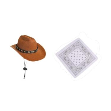 Imagem de Ｂｅｓｇａ Roupa de ganso da, com cachecol de bandana, Halloween, chapéu engraçado de cowboy, fantasia ocidental de gramado de cowboy, para, Traje Branco
