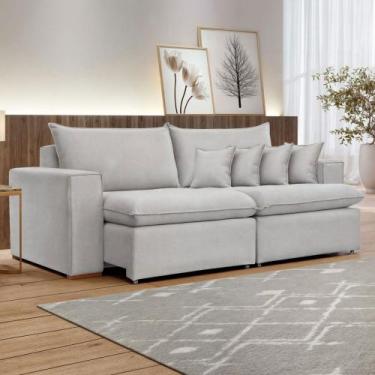 Imagem de Sofá 2 Lugares Barcelona Retrátil Linho/Gelo - Celflex Colchoes, Cinza