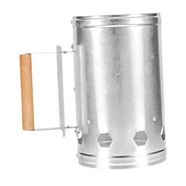 Imagem de Generic Chaminé de churrasco com partida rápida, cabo de madeira, resistente, com placa de aquecimento, lata de carvão para churrasco interno e externo,