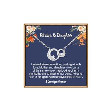 Imagem de IEFLIFE Colar de presente para mulheres – Colar de círculo entrelaçado banhado a ouro branco 14K para mãe e filha, 2 colares circulares presentes para mulheres, irmãs amigas, presente de aniversário