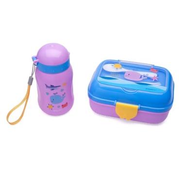 Imagem de KIT LANCHE FUNDO DO MAR GARRAFA PLÁSTICA 500ML + MARMITA 700ML - CAIXA C/ 1 KIT LEOELEO