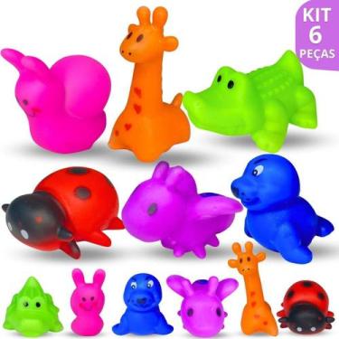 Imagem de Kit Brinquedo De Vinil Hora Do Banho Animais Fazenda Bebê - Europio