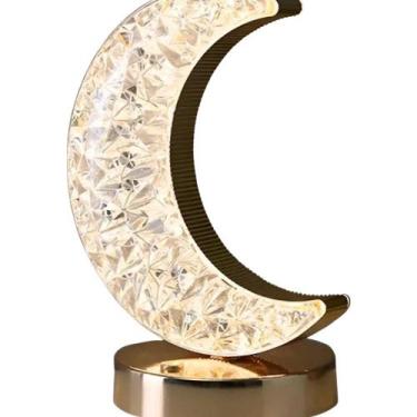 Imagem de Mini Luminária Lua LED de Mesa 3 Cores USB Portátil Estilo Abajur Deco