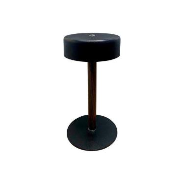 Imagem de Luminária Abajur De Mesa Preto Com Madeira Led Touch Com Usb