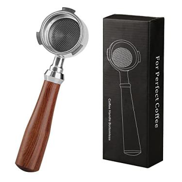 Imagem de Dioche 51mm de Aço Inoxidável Sem Fundo Portafilter, Compatível Com Máquinas EC680 EC685 Delonghiespresso, Alça de Pau -rosa (cesta de (EC680 1 cesta de filtro incluído)