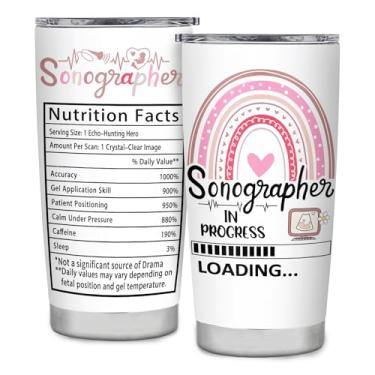 Imagem de CaringTee Sonographer Gifts, Best Ultrasound Tech Ever, copo isolado de aço inoxidável de 590 ml, copo de ultrassonografia cardíaca, presente de radiologia tecnológica de ultrassom