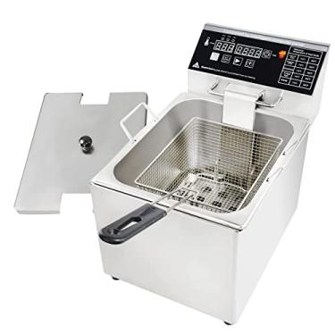 Imagem de NJTFHU Fritadeira Elétrica com Capacidade de Cesta e Tampa 8L Fritadeira Elétrica com Controle Inteligente de Temperatura para Cozinha Doméstica e Restaurante 1800 Watts 110V