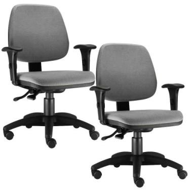 Imagem de Kit 02 Cadeiras Giratória Job Executiva Ergonomica Suede Cinza - Lyam 