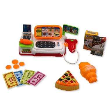 Imagem de Mini Caixa Registradora Brinquedo Infantil Mercadinho Com Luz E Som - 