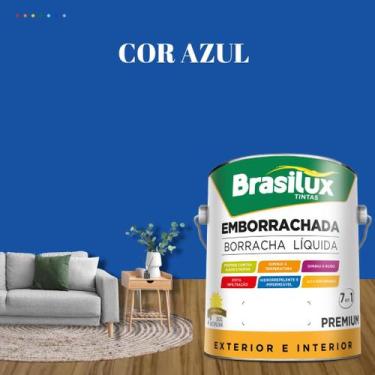 Imagem de Tinta Borracha Líquida Cor Azul Para Parede 3,2l Acrílica Lavável Anti