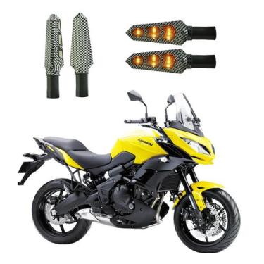 Imagem de KIT 4 Luz Seta Esportiva Pisca Led de Carbono Modelo P03 Moto VERSYS C