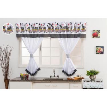 Imagem de Cortina De Cozinha 2,60x1,40m Com Bando Varias Estampas - ANNNY SHOP B