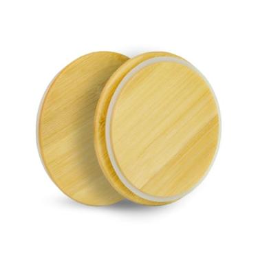 Imagem de TERESRY Tampas de madeira de substituição para recipientes de vidro Pyrex 7200 x 2, tampas de bambu para tigelas de vidro Pyrex 2 xícaras, capas de tigela com junta de silicone à prova de vazamento