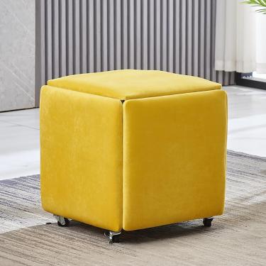 Imagem de Cubo De Assento De Couro Pu 5 Em 1 Com Rodízios Giratórios, Puff Empilhável De Ninho, Cadeira De Sofá Móvel Cadeira De Vestir Para Sala De Estar Quarto, Velvet2, 14x14x15"