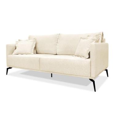 Imagem de Sofá 3 Lugares 2,00m Estofado em Linho com Pés Metálicos - Living Luca